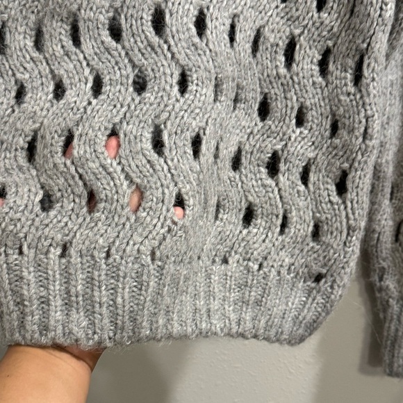 & Other Stories XS Gray Wool Alpaca Blend Chunky Open Knit Pullover Sweater - Picture 8 of 8